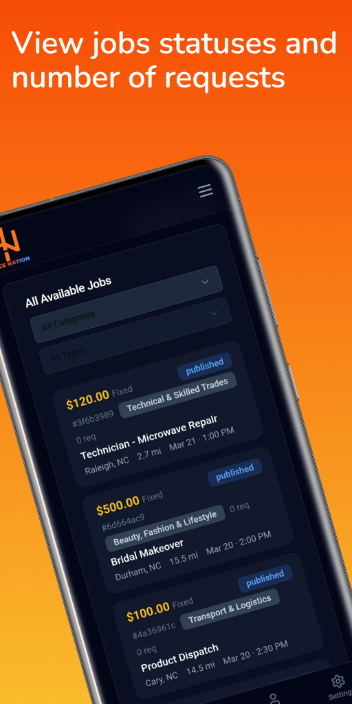 View job statuses and number of requests.