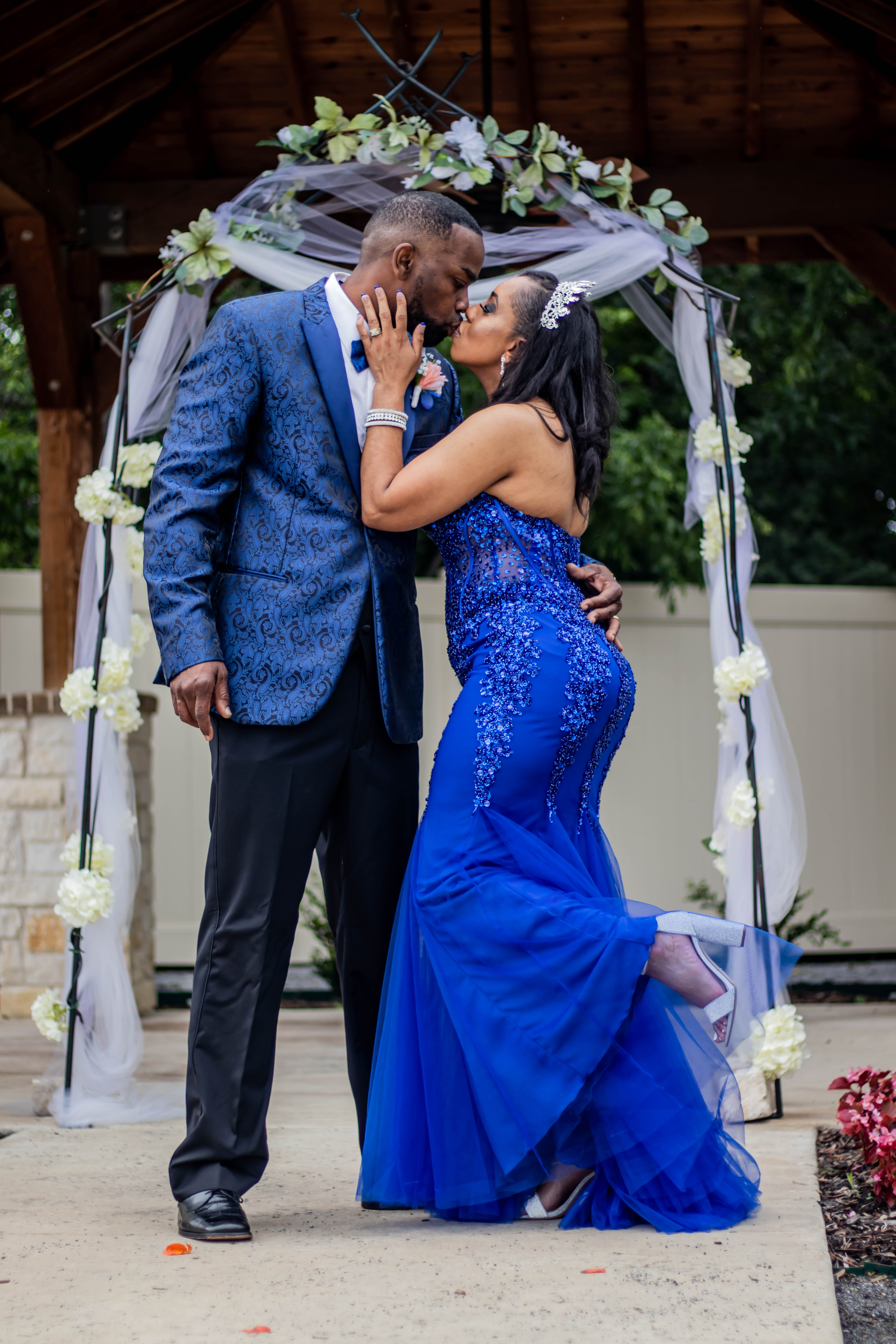 Wedding couple in blue by DC Luxe Photos