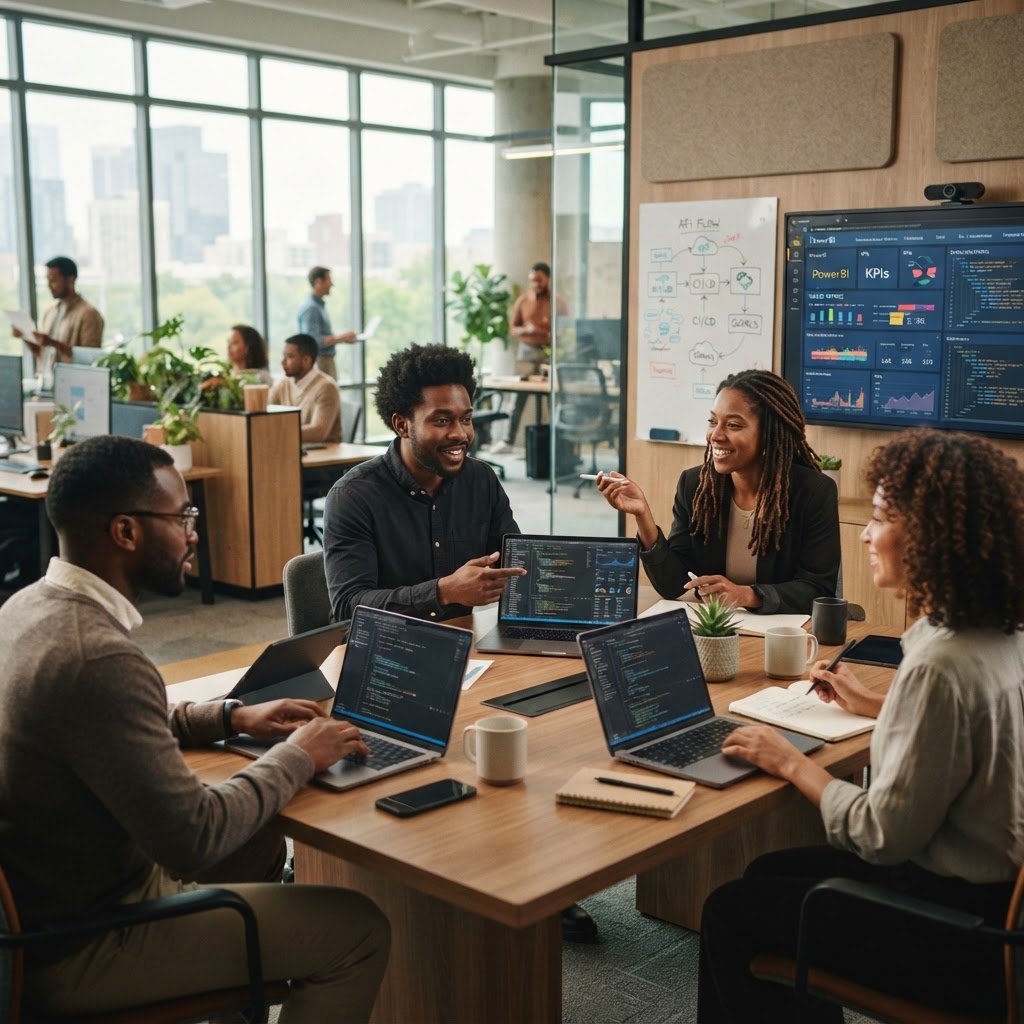 African-American technology professionals collaborating
