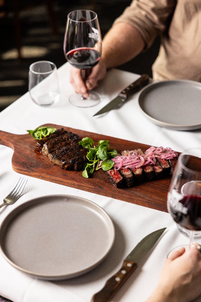 Premium plated beef presentation