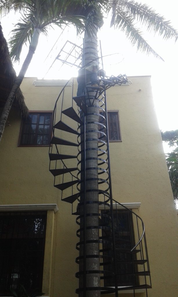 Escalera Caracol en Palmera con Deck Sintético