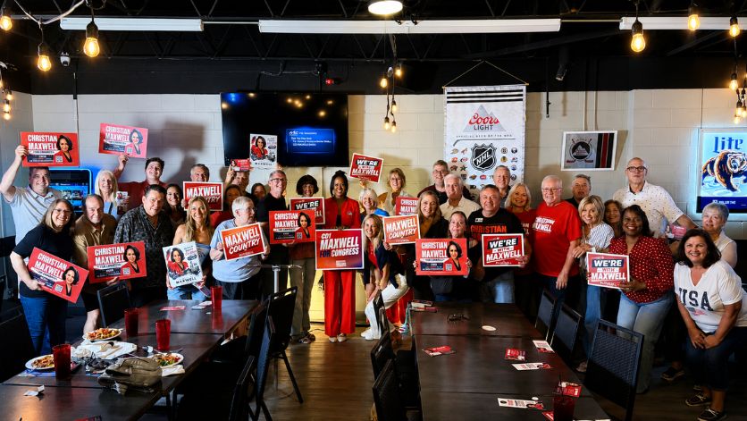 Christian Maxwell with supporters