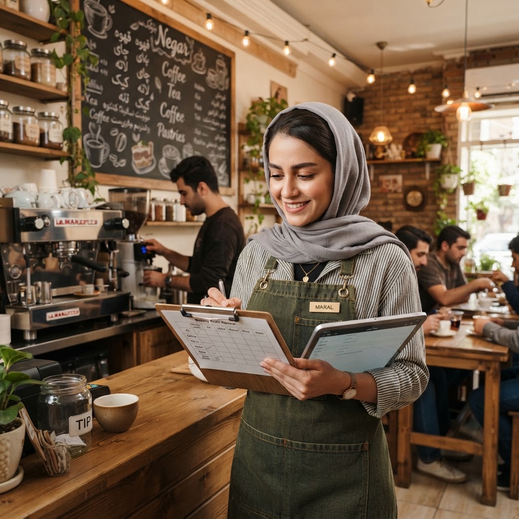 مدیریت کارکنان کافه — نقش، دسترسی و حضور و غیاب