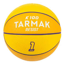 Bola Tarmak K100 Resist amarela tamanho 1 Decathlon — inicialização infantil com costura roxa