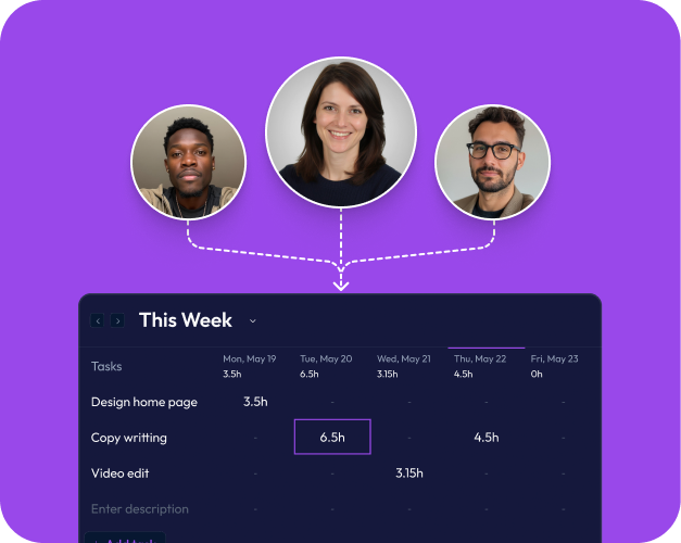 Centralized team time tracking