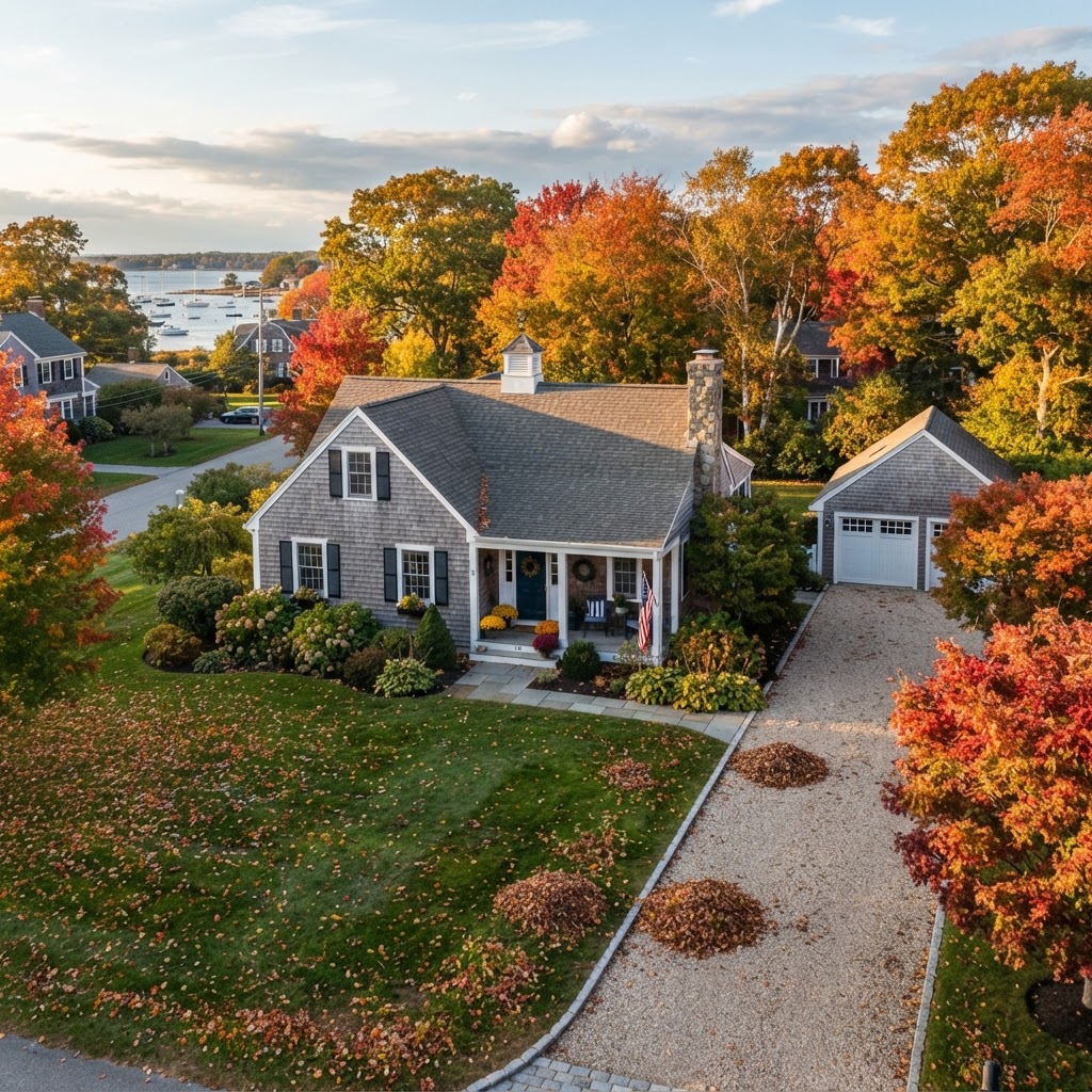 Fall leaf pickup at a residential property in Hampton New Hampshire