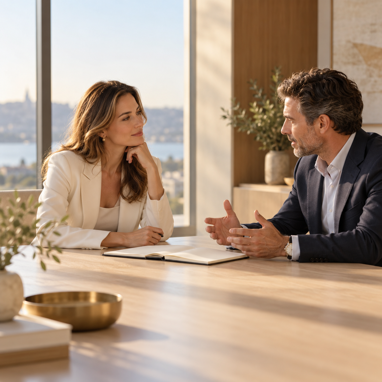 Two executives in an advisory conversation