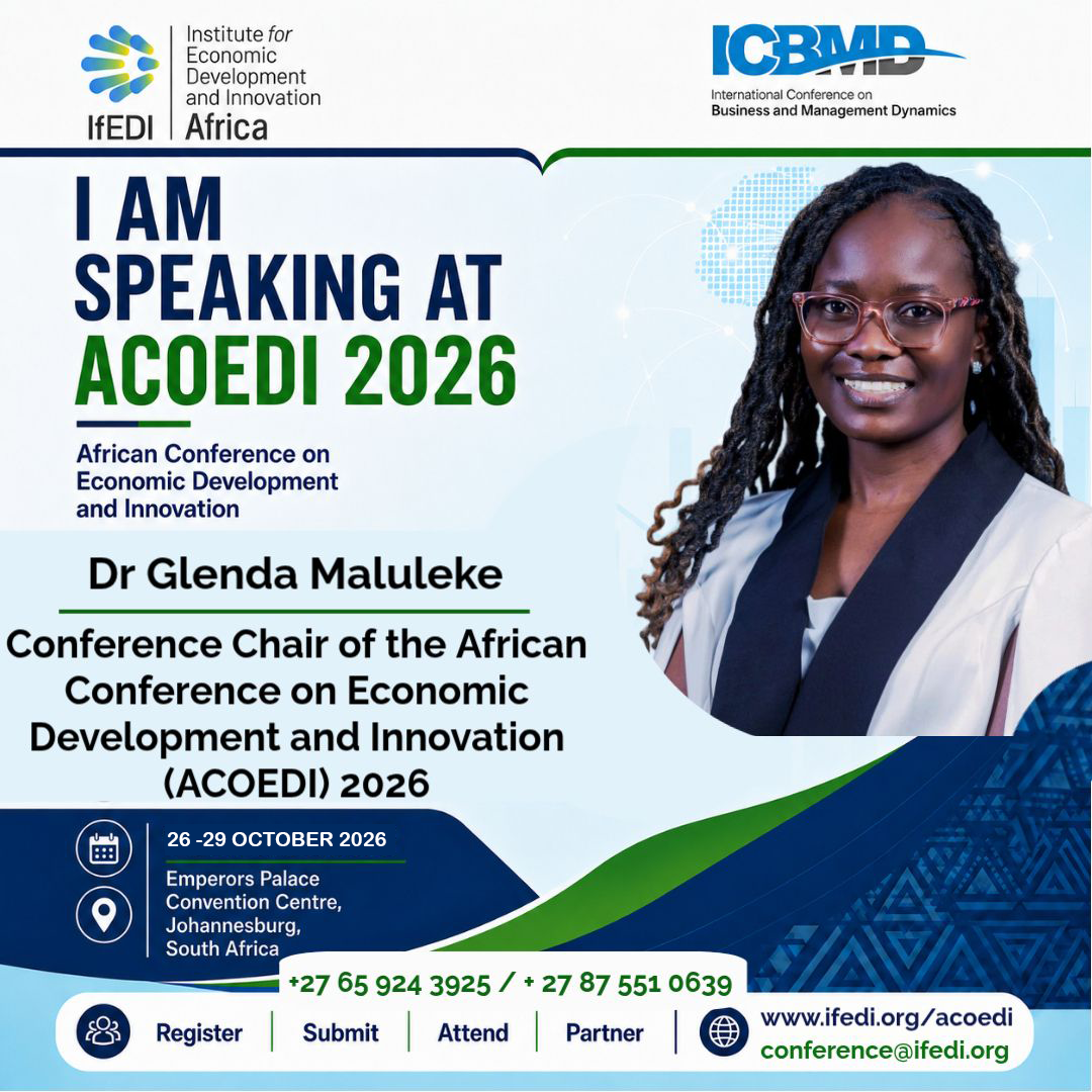 Dr Glenda Maluleke, Conference Chair, ACOEDI 2026 of African Conference on Economic Development and Innovation (ACOEDI) 2026.