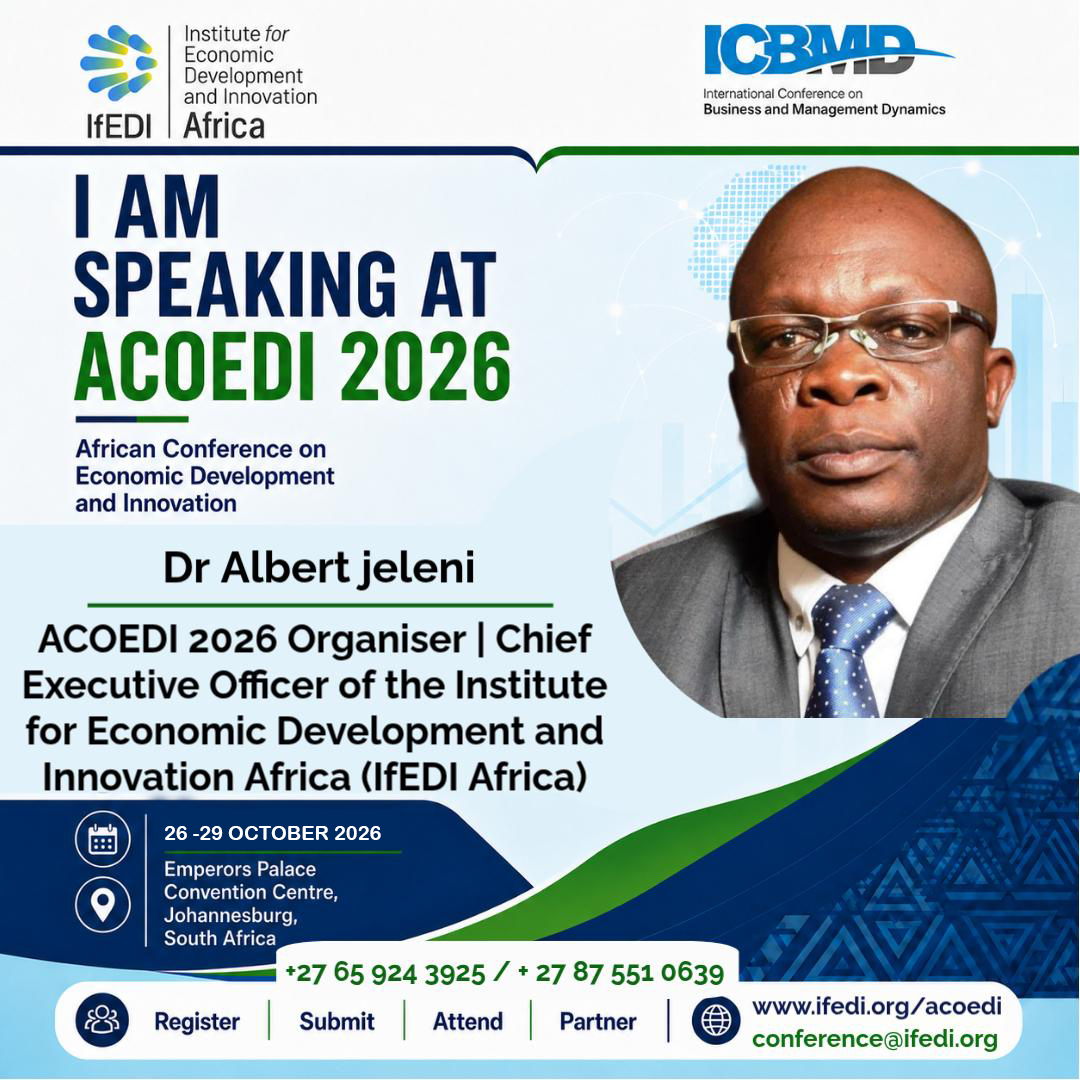 Dr Albert Jeleni, ACOEDI 2026 Organiser and Chief Executive Officer of Institute for Economic Development and Innovation Africa (IfEDI Africa).