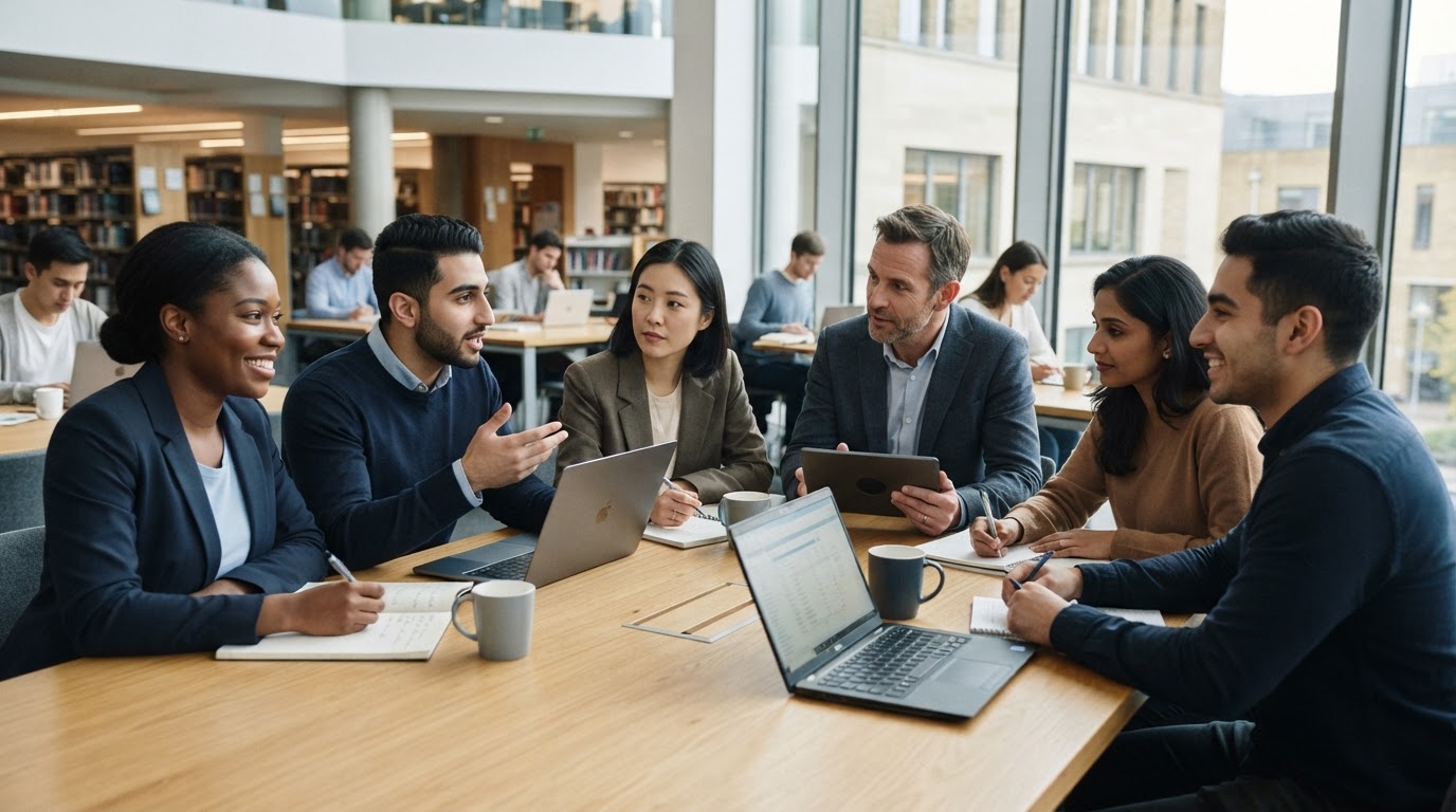 Students in a higher education setting