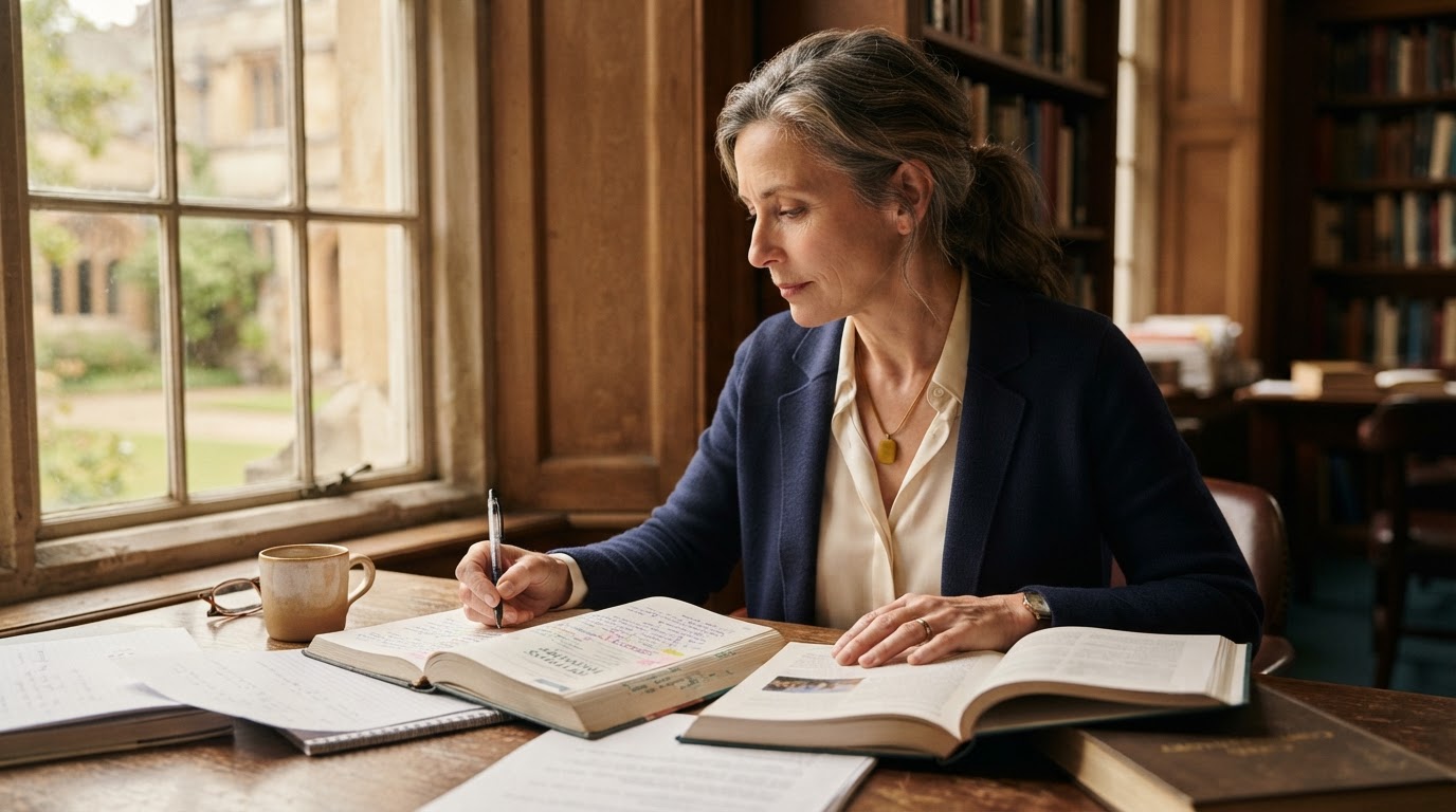 Educator reviewing teaching materials