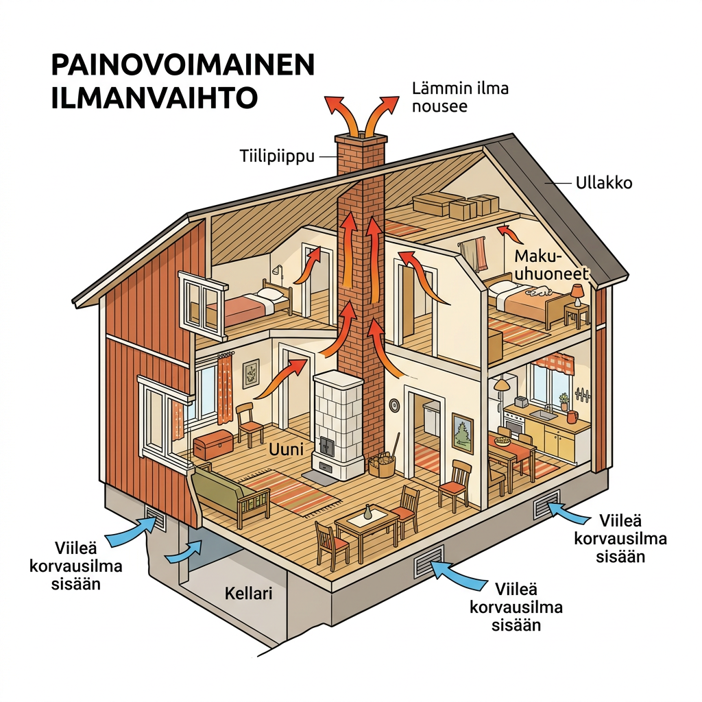 Painovoimainen ilmanvaihto – mitä se tarkoittaa ja milloin se ei enää riitä