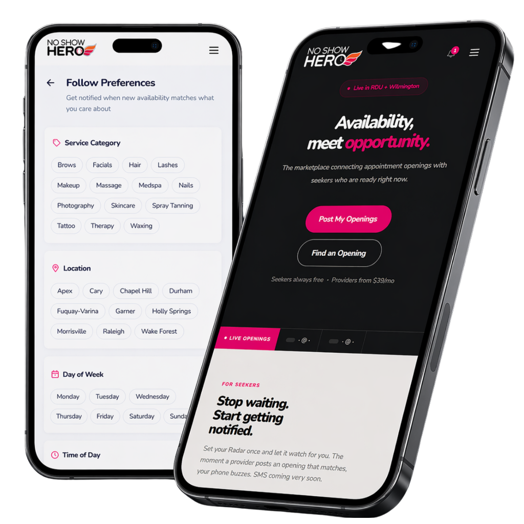 No Show Hero mobile app