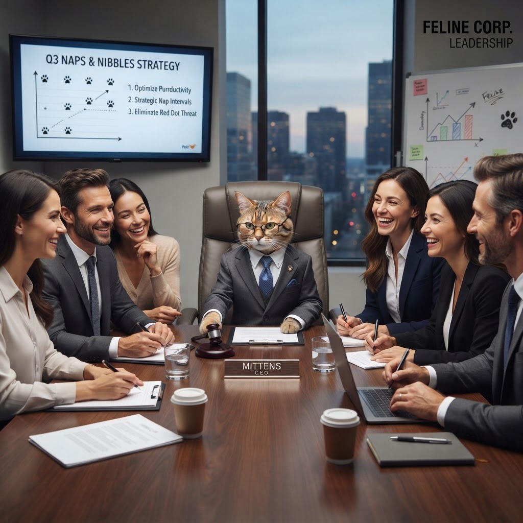 Gato CEO em Reunião Importante