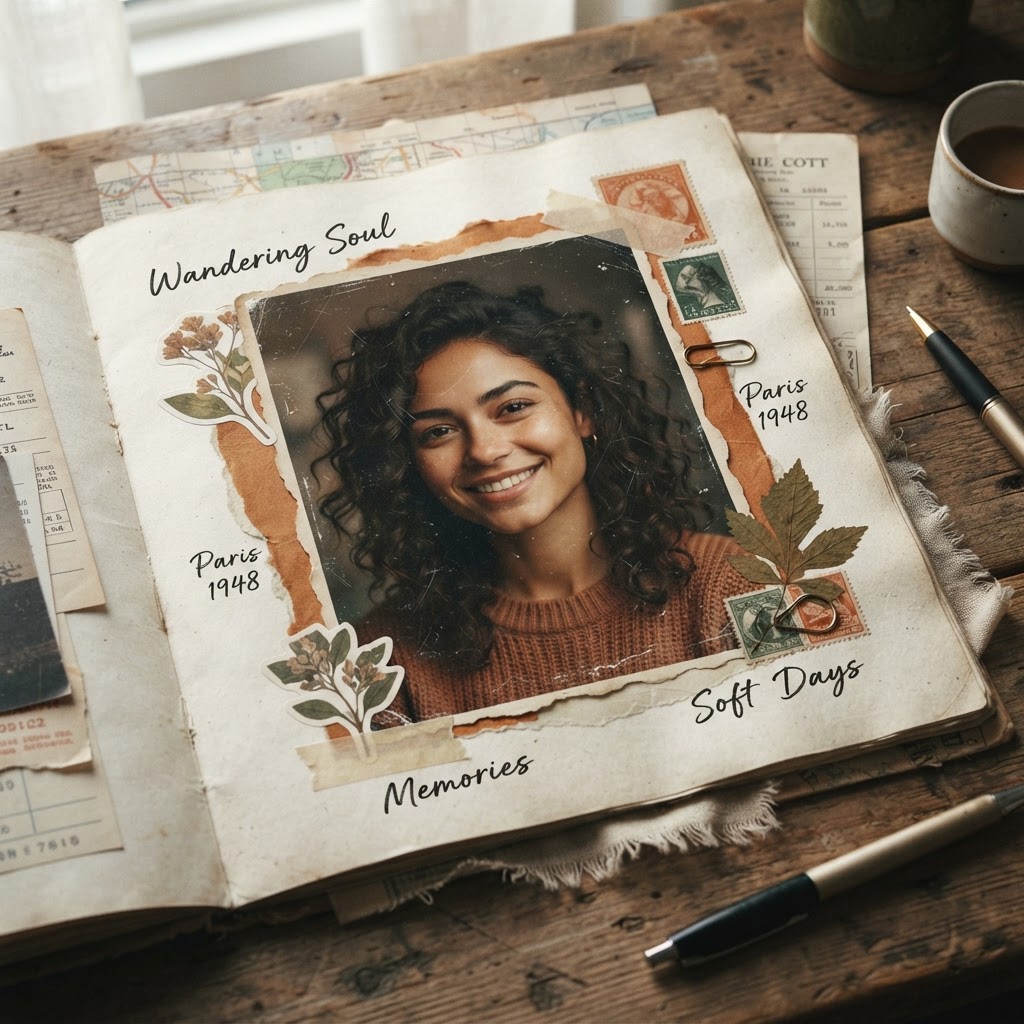 Retrato Estilo Scrapbook Moody