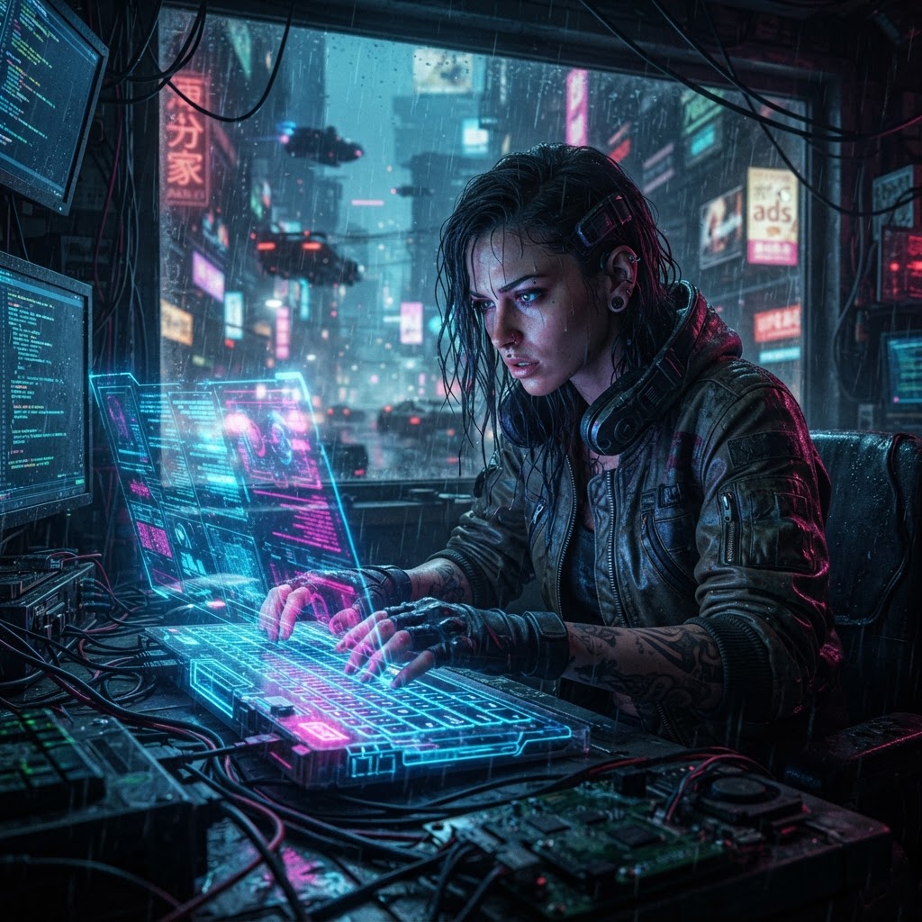 Estilo Cyberpunk de Alta Tecnologia