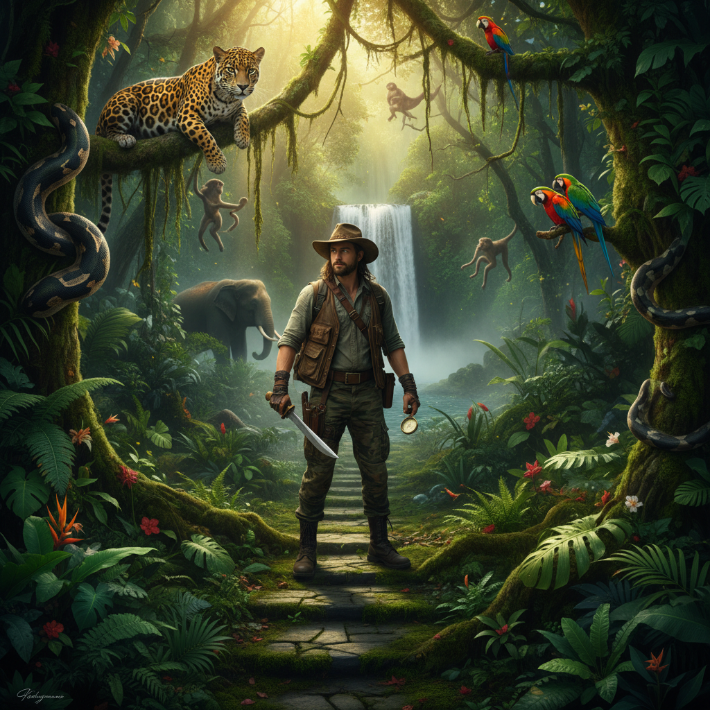 Cena de Aventura na Selva