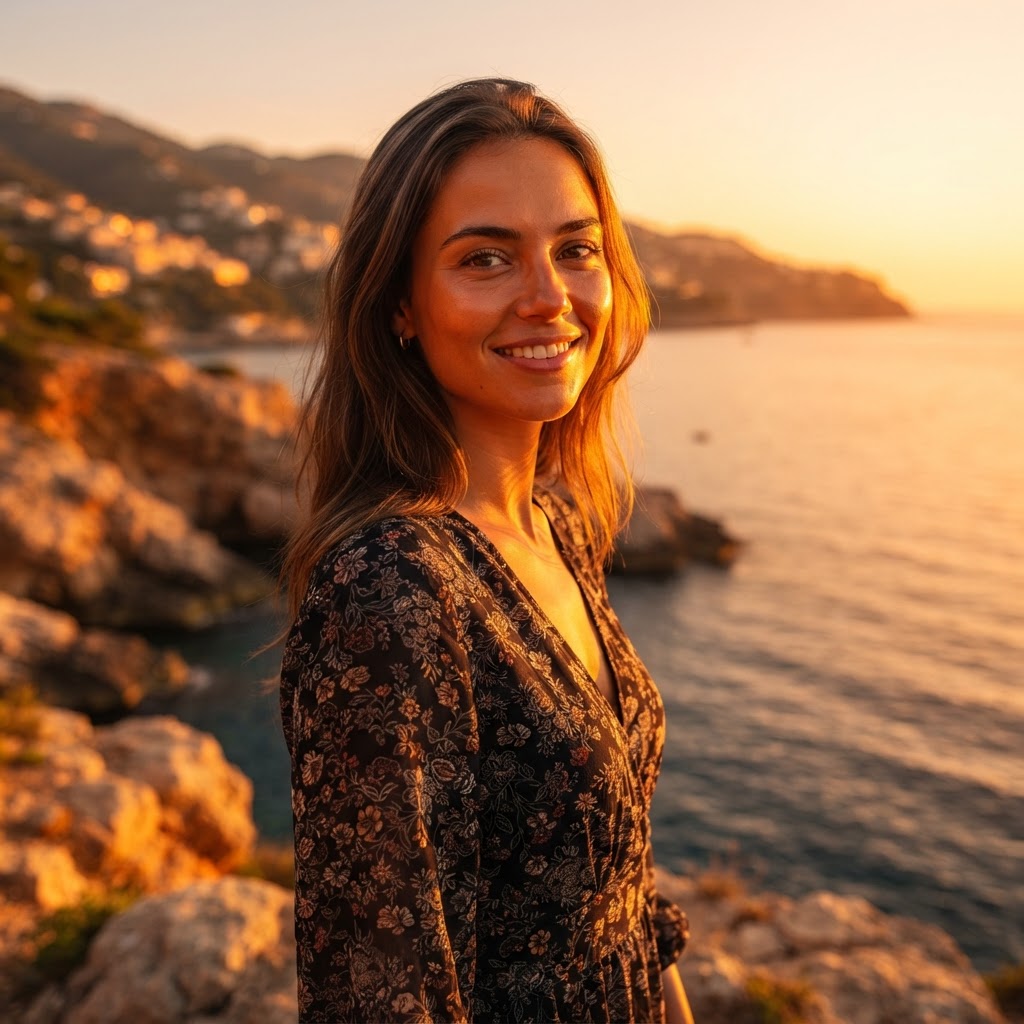 Retrato de Luxo com Iluminação Dourada