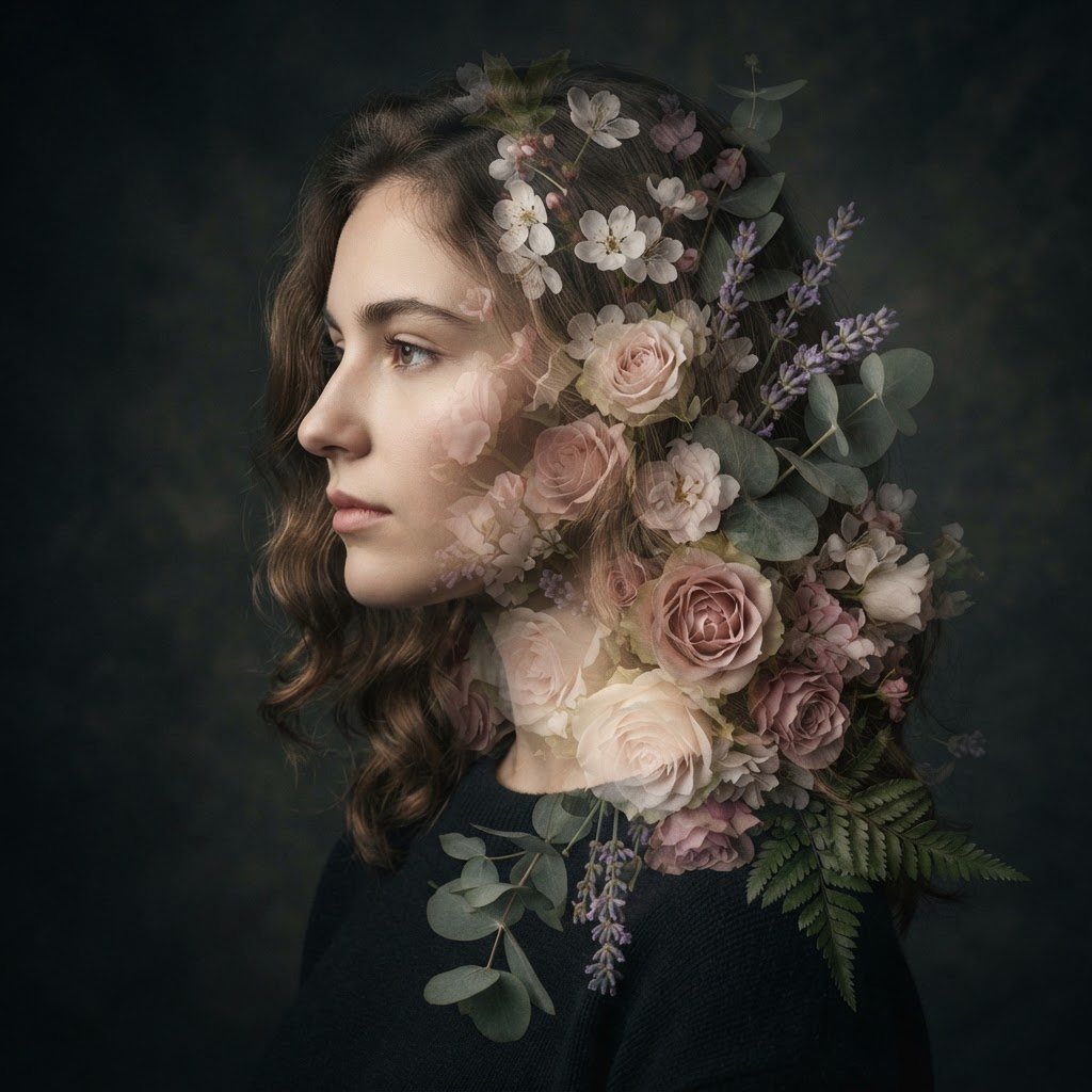 Efeito de Dupla Exposição de Flores