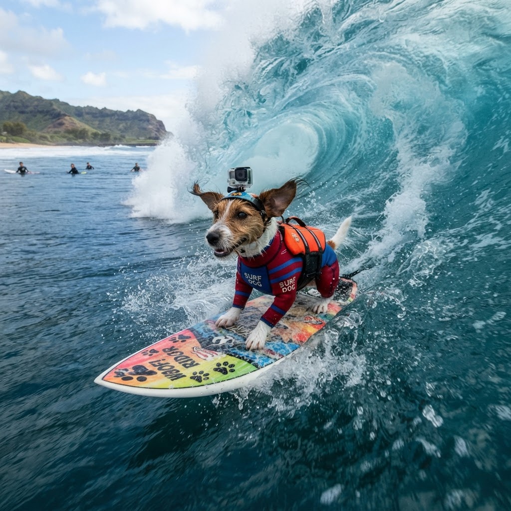 Cachorro Surfista Profissional