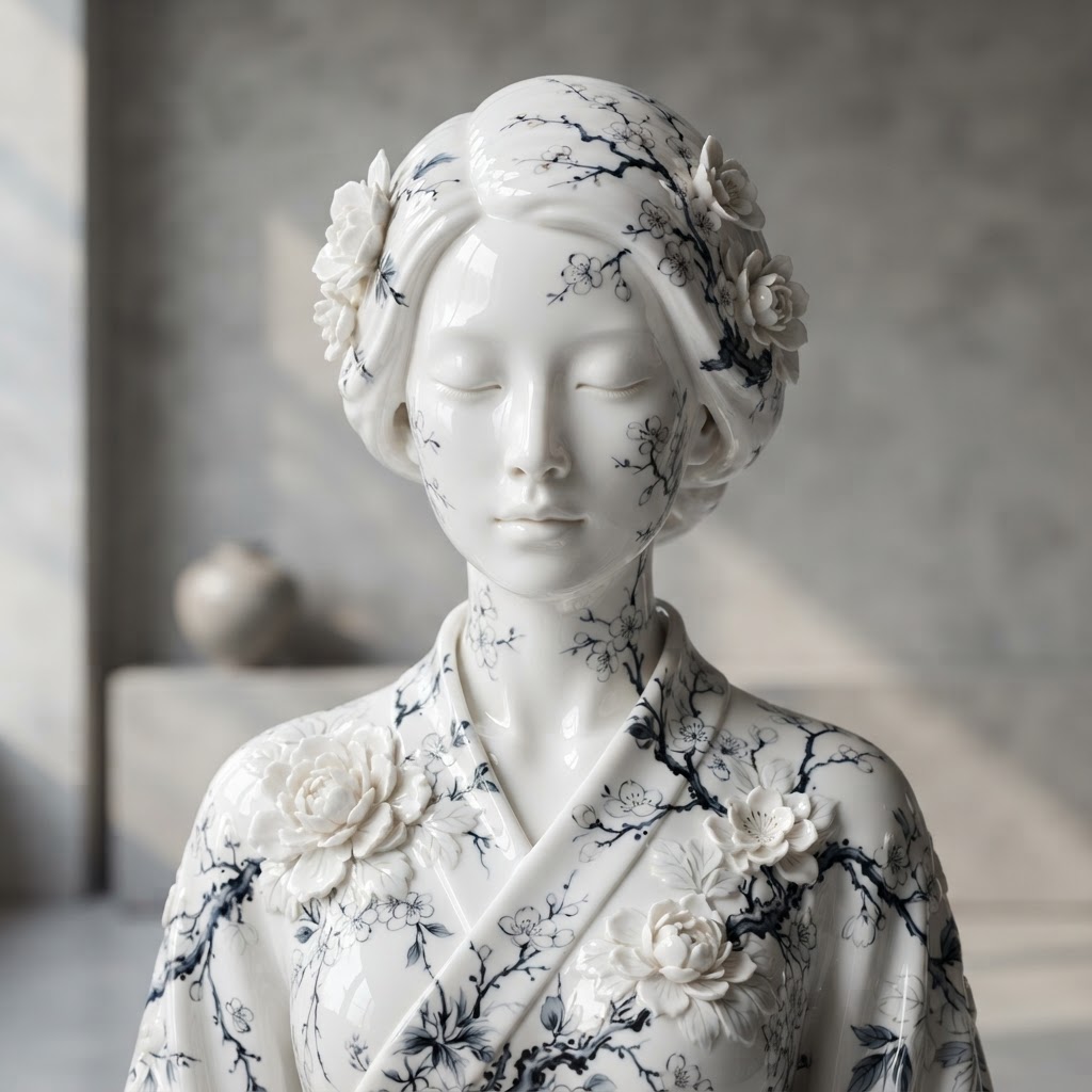 Retrato Surrealista em Porcelana