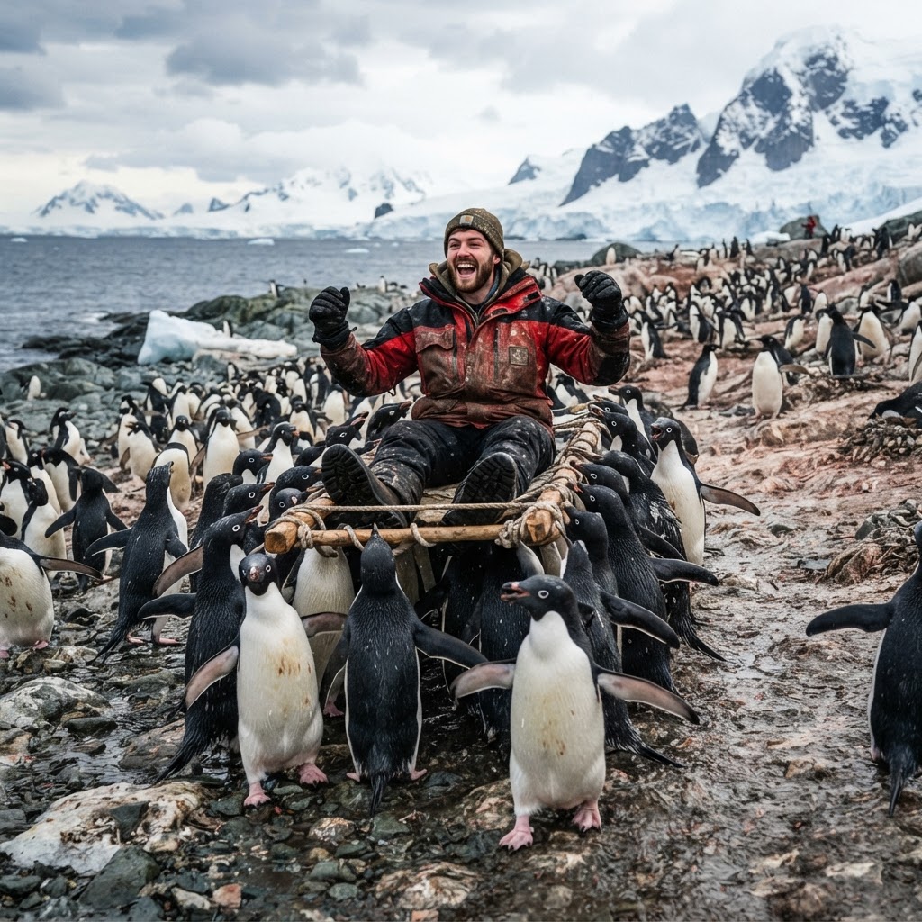 You Being Carried By Penguins