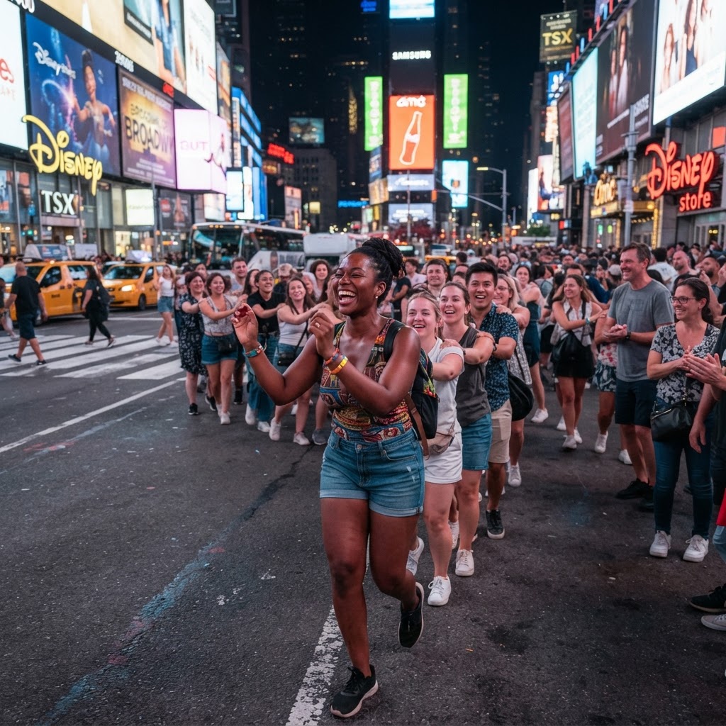 You Leading A Times Square Conga