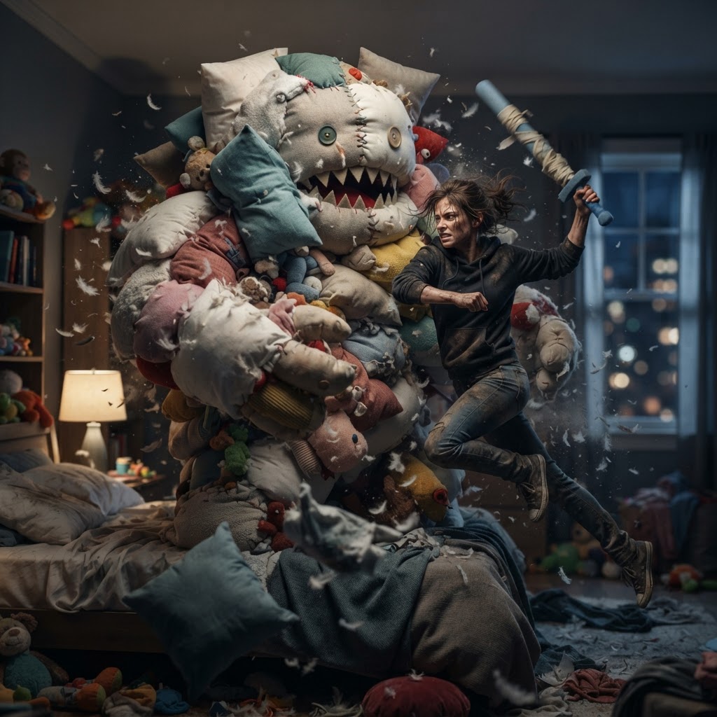 You Taming a Pillow Monster