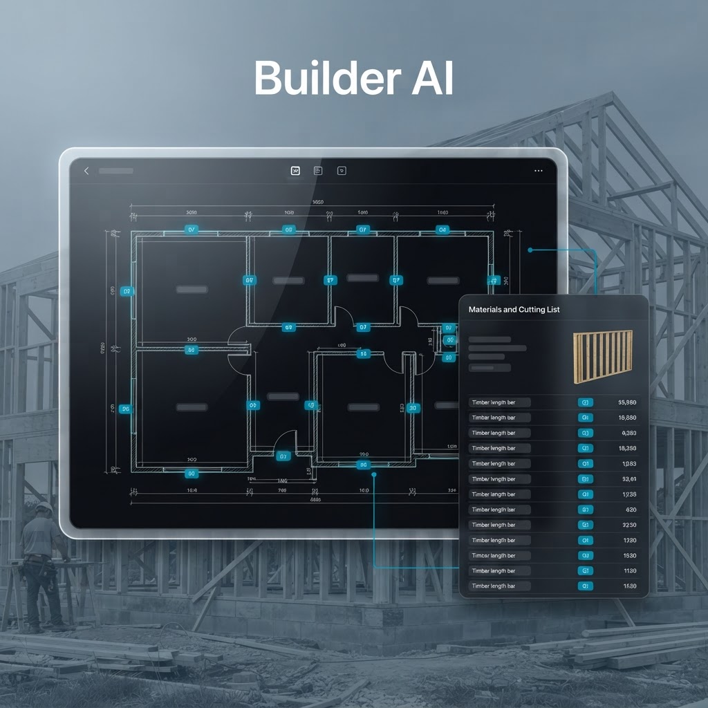 Wall framing and materials list generated for a new build
