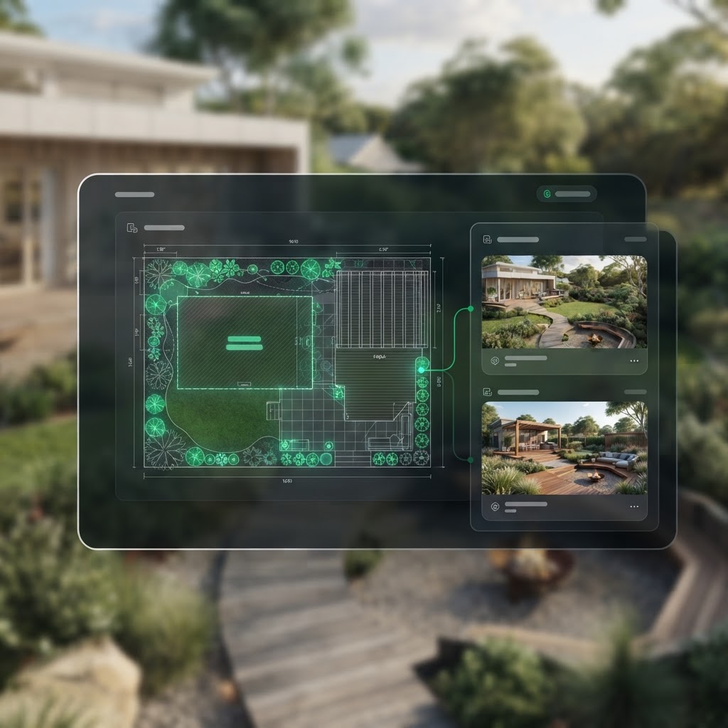 Landscape AI — From bare block to finished design.