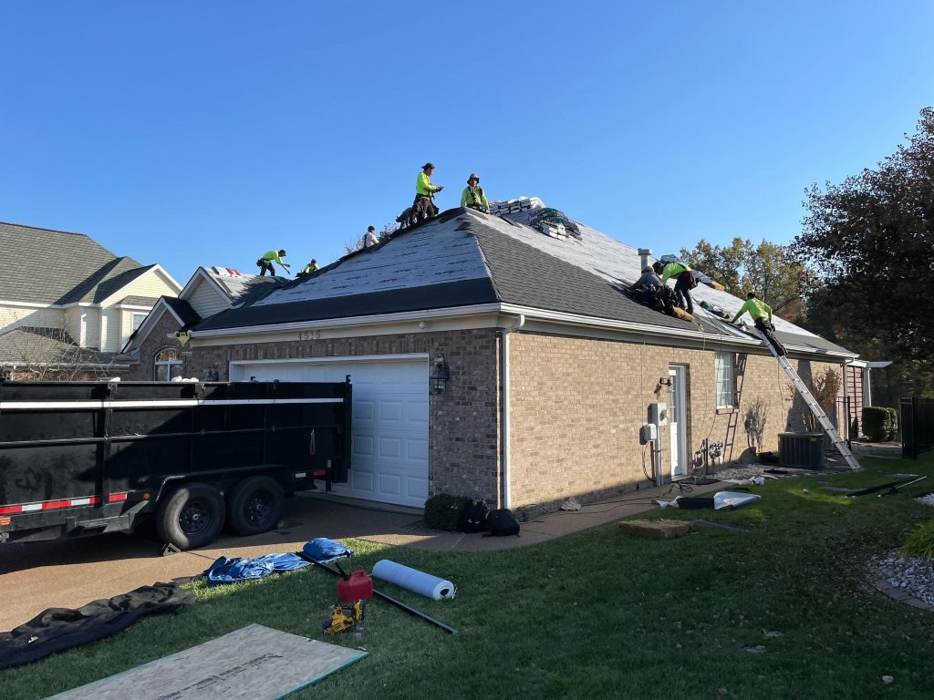 Completed garage roofing project