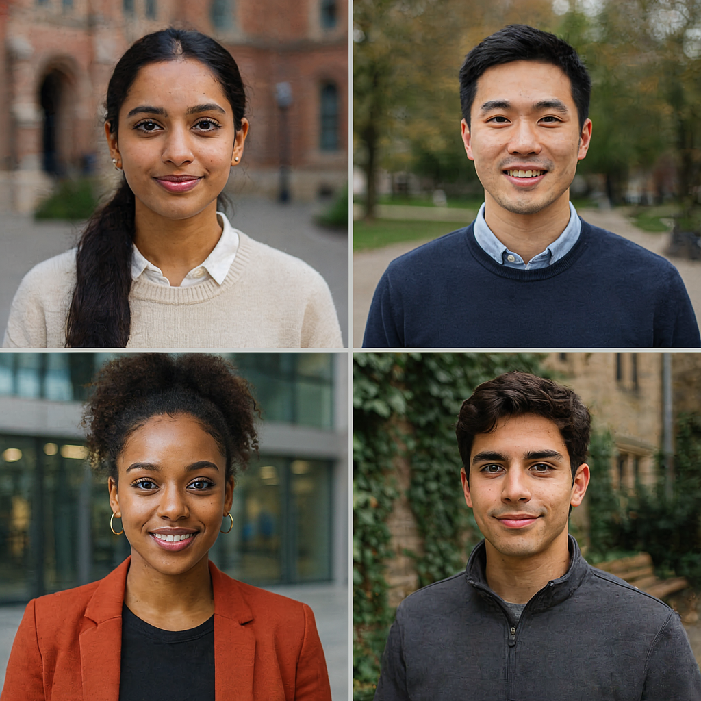 A 2x2 grid of four young adult students representing the diverse people the Voice Up pathway serves