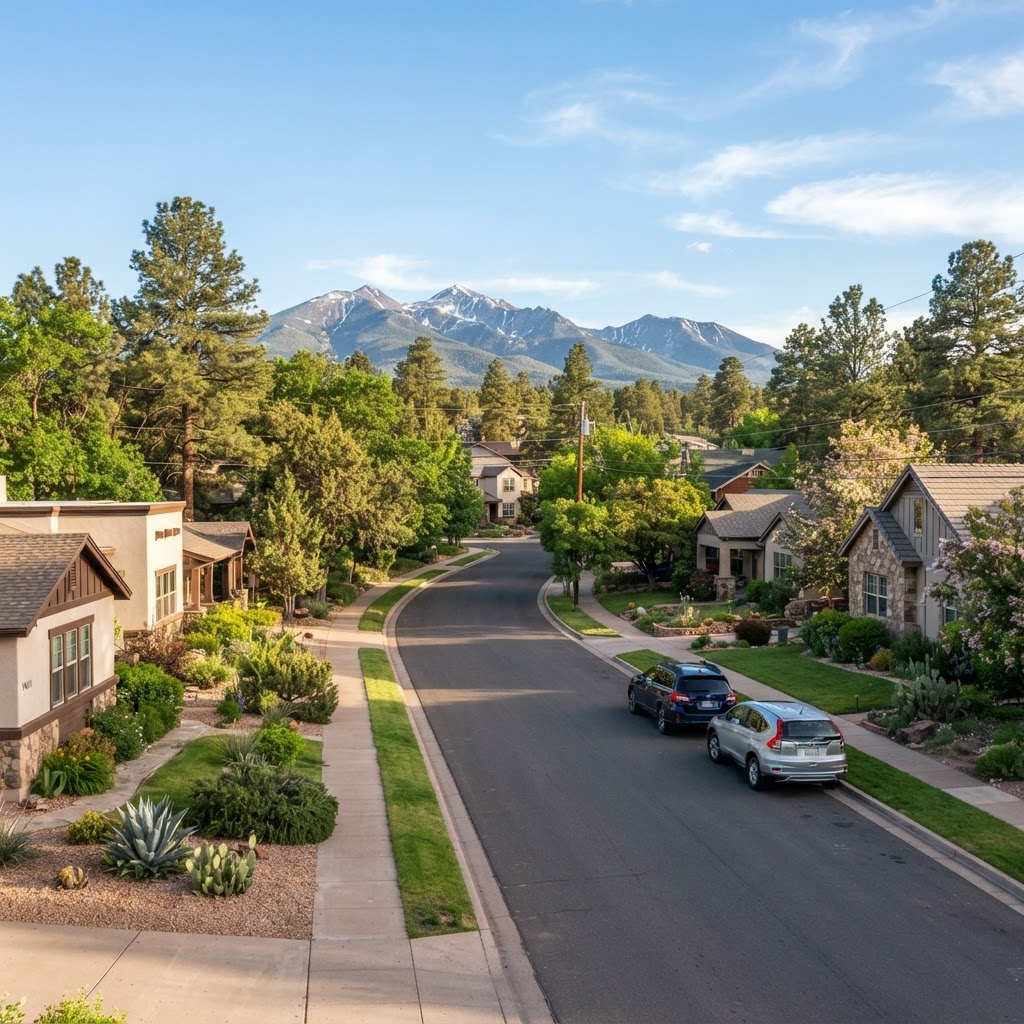 Flagstaff, Arizona neighborhood with San Francisco Peaks