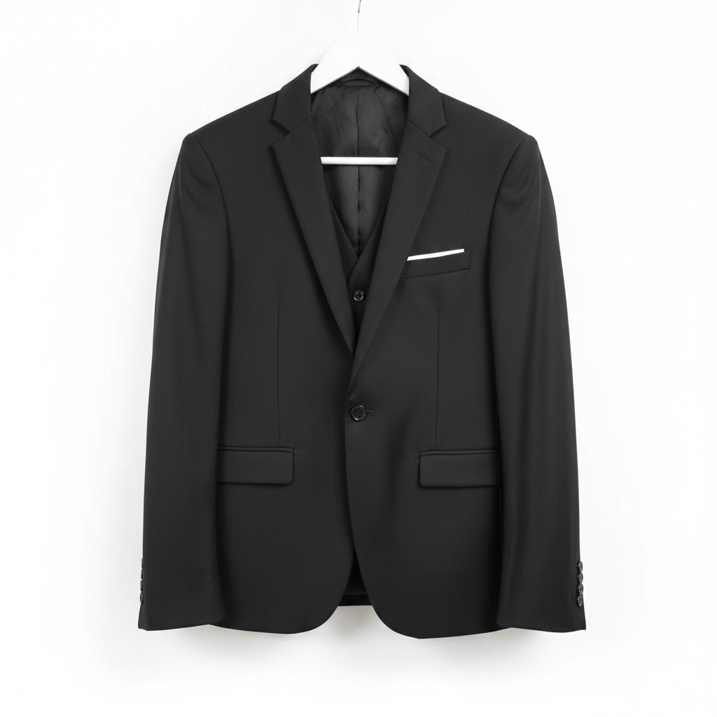 Dark Charcoal Men's Suit Jacket with Vest