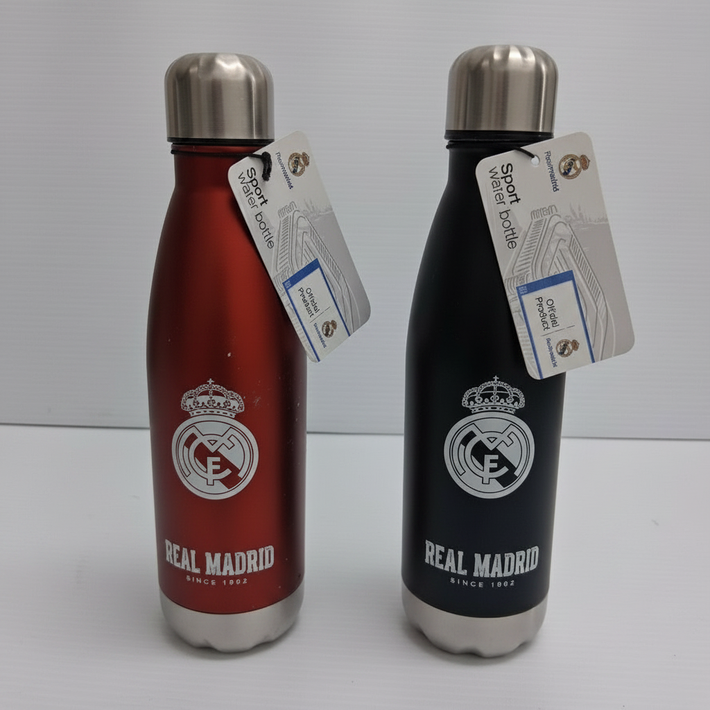 Real Madrid Official Sport Water Bottles – Red & Black Set