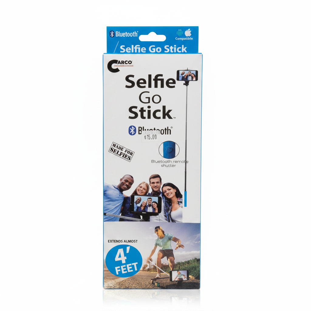 Carco Selfie Go Stick – Bluetooth Selfie Stick (Extends 4 Feet)