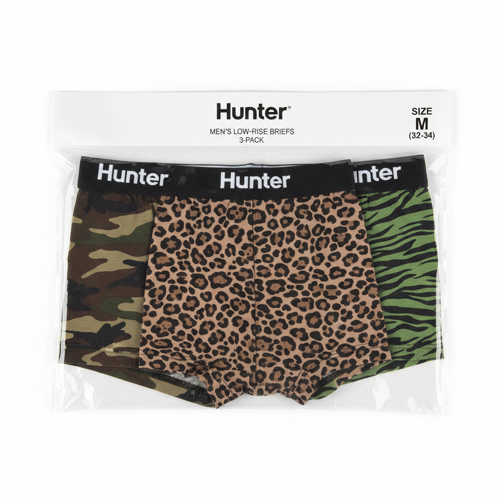 Hunter Men's Low-Rise Briefs 3-Pack – Camo Print (Size M)