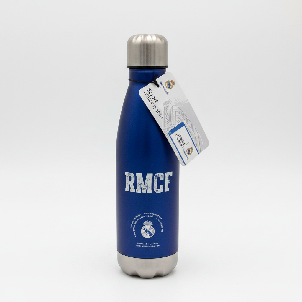 Real Madrid RMCF Official Sport Water Bottle – Blue