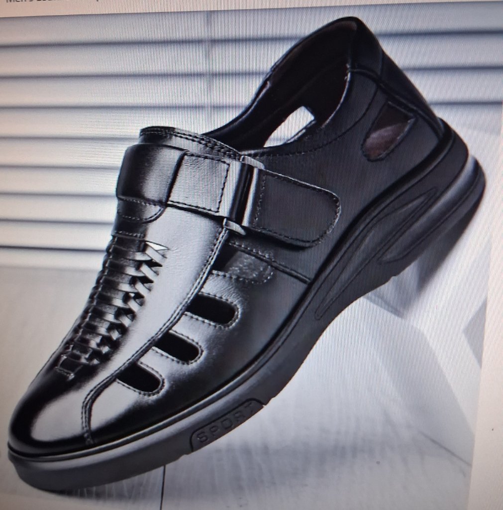 Men's Breathable Leather Sandal Shoe – Black