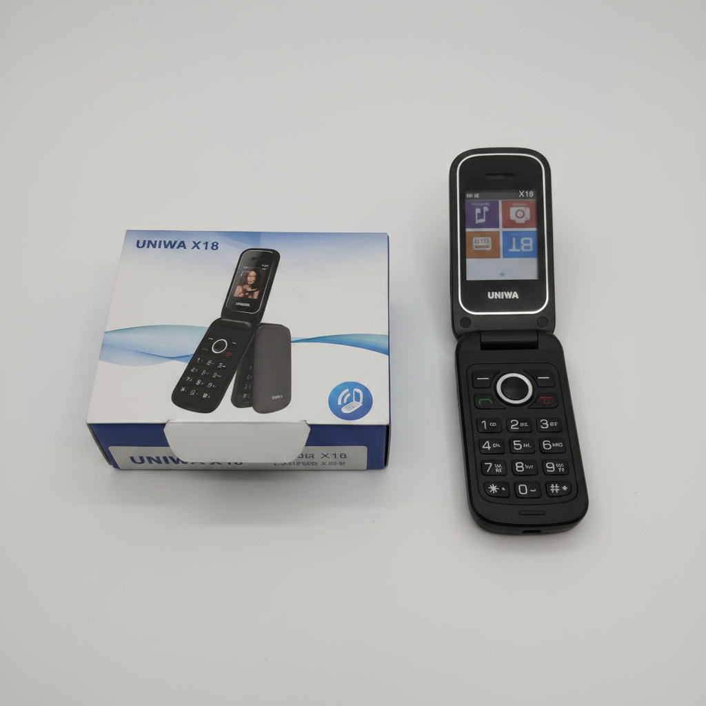UNIWA X18 Flip Phone with Keypad – Black