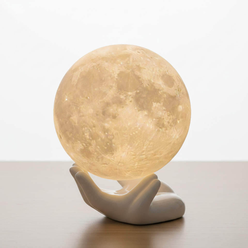 Mini Moon Lamp with Ceramic Hand Base