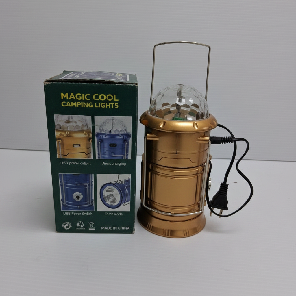 Magic Cool Camping Lantern with LED Disco Ball & USB Charging