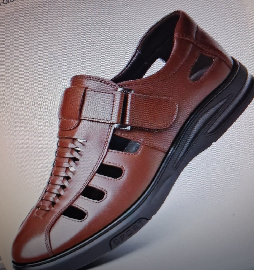 Men's Breathable Leather Sandal Shoe – Black