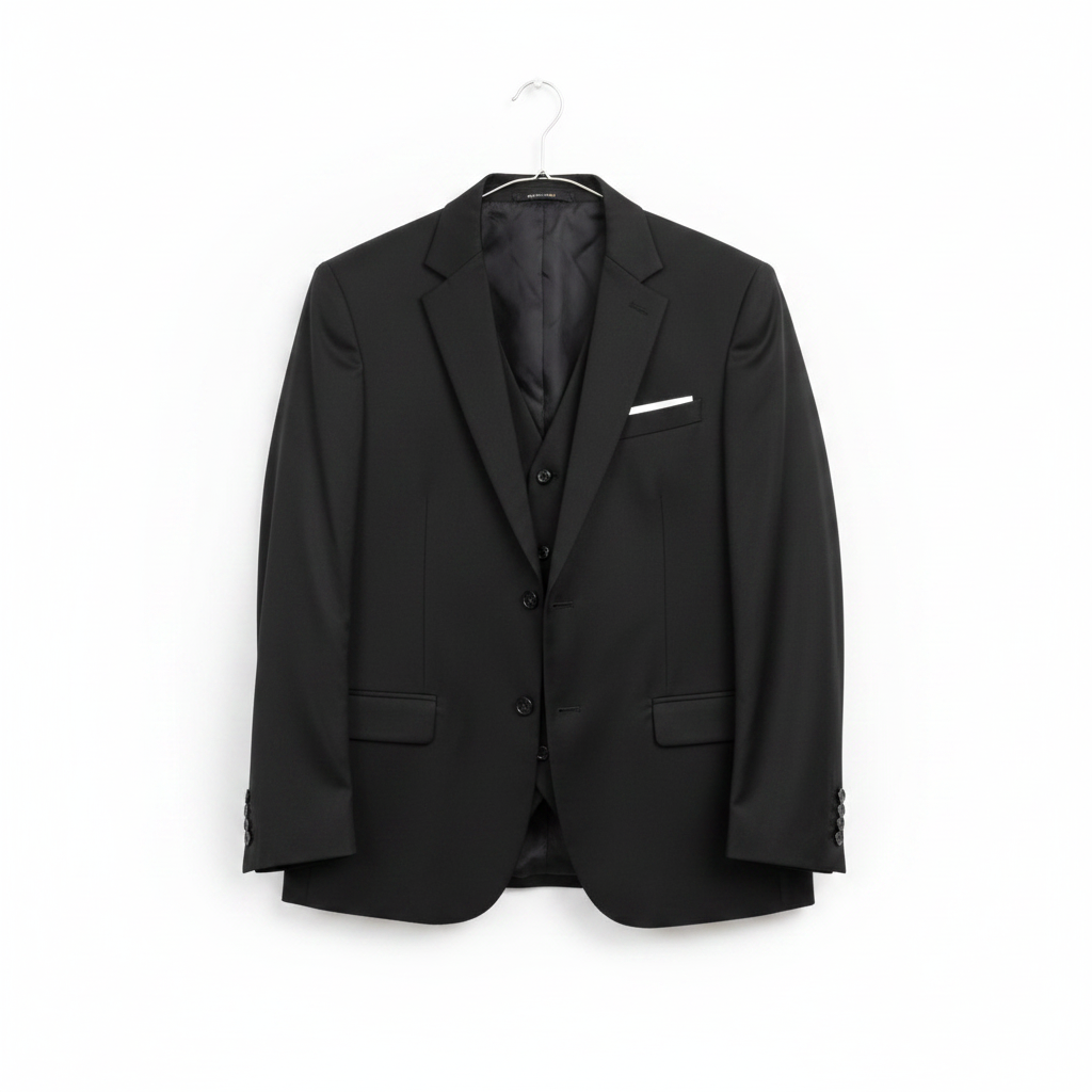Black Men's Suit Jacket with Vest