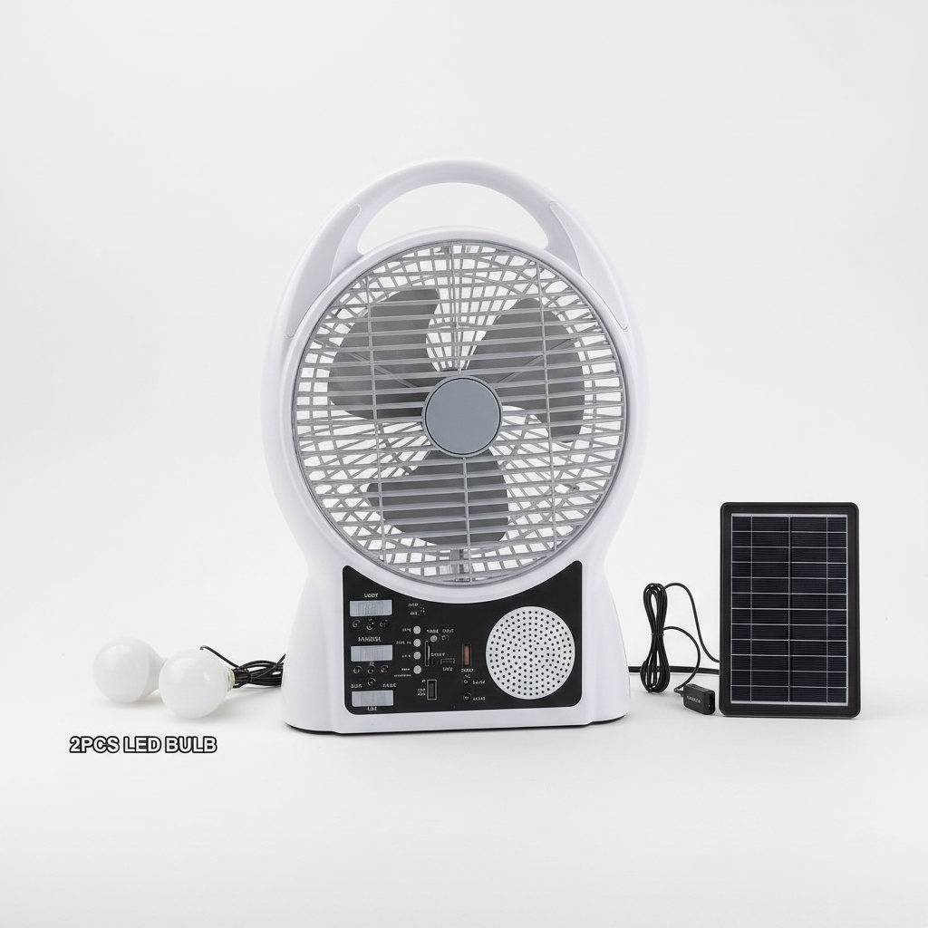 N288 Rechargeable Multimedia Fan with LED Lamp & Solar Panel