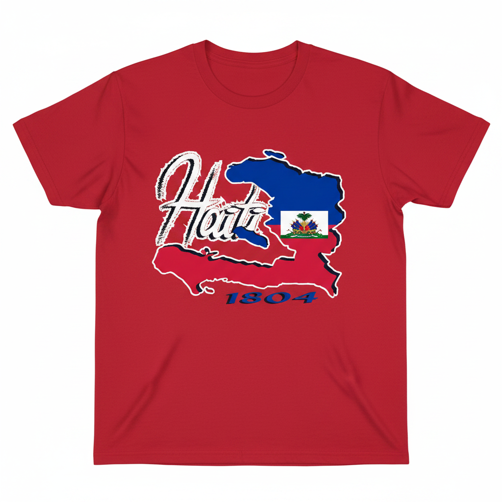 Haiti 1804 Map T-Shirt – Red