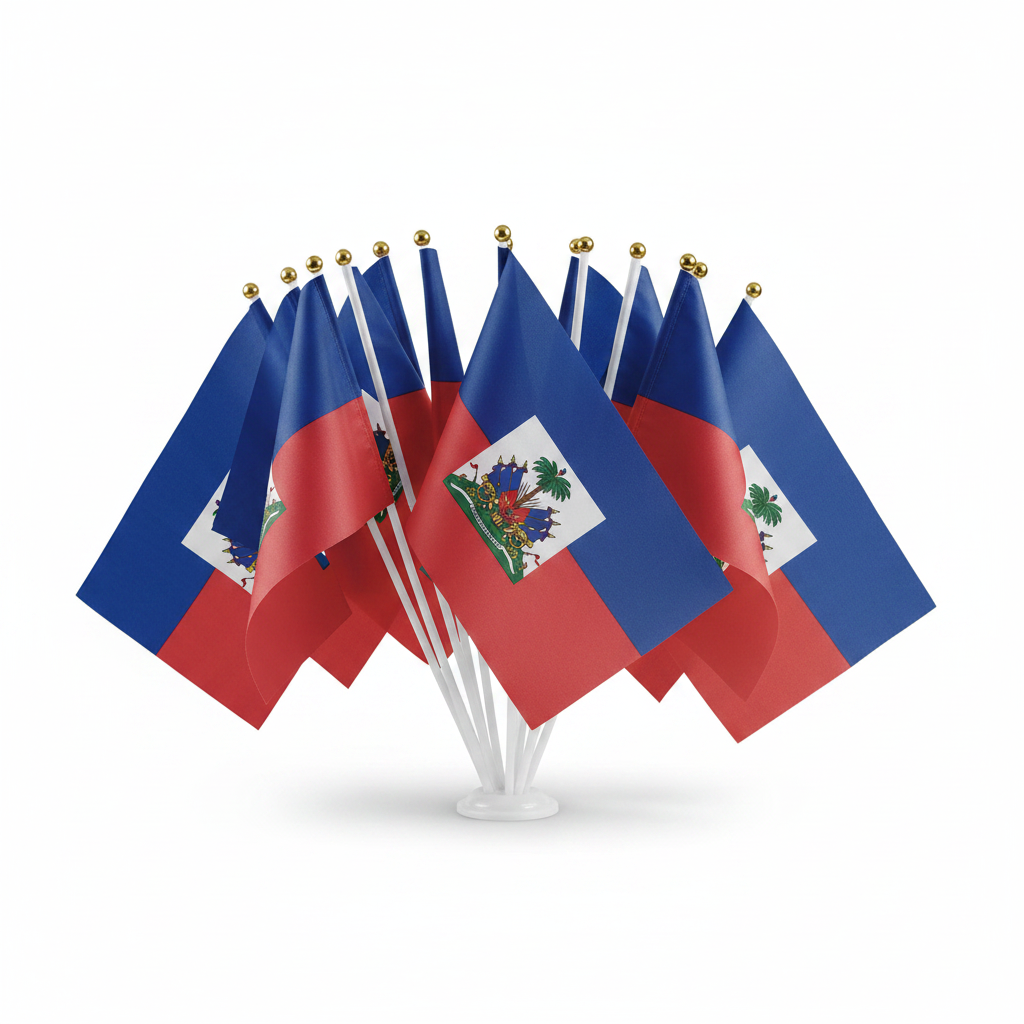 Haiti Mini Hand Flags on Sticks – Bundle Pack
