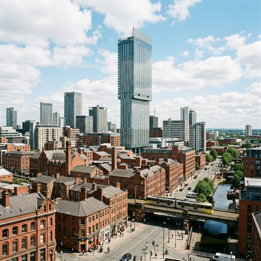 Manchester city centre skyline for Nigeria cargo shipping