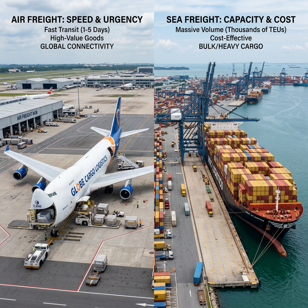 Air freight versus sea freight cargo comparison for Nigeria shipping