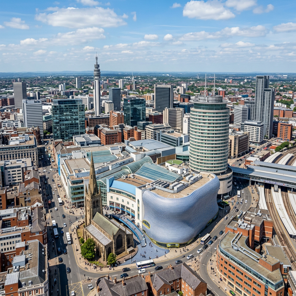 Birmingham city skyline for Nigeria cargo shipping